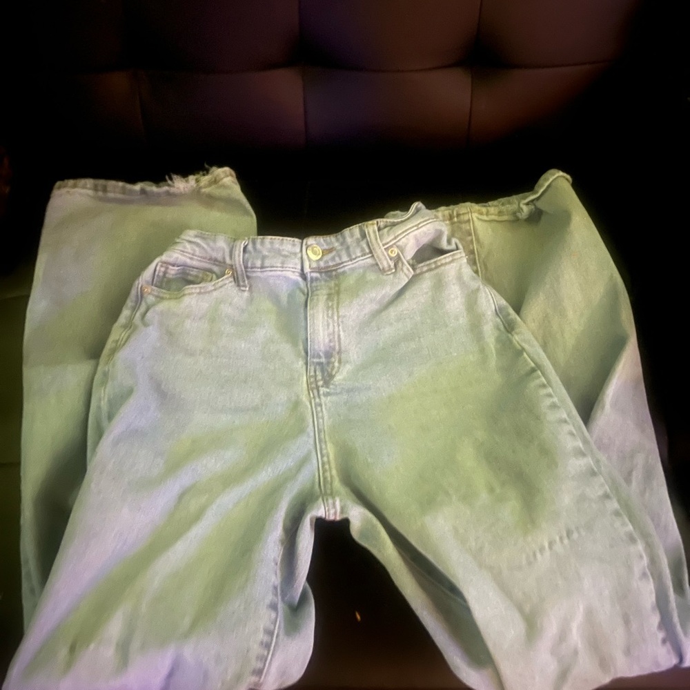 Wide Leg Green Jeans